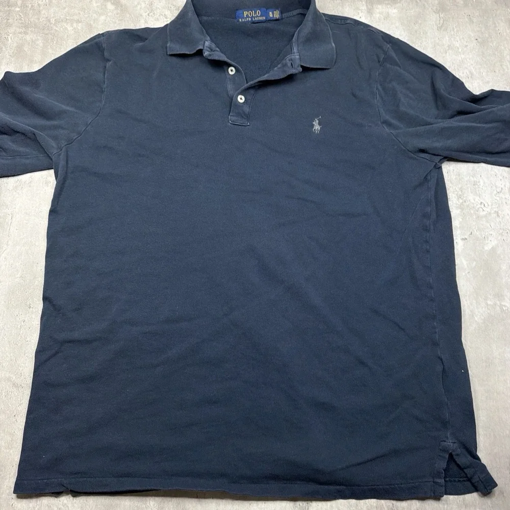 Polo Ralph Lauren Navy Blue Long Sleeve Men's Polo Shirt Size XL Rugby